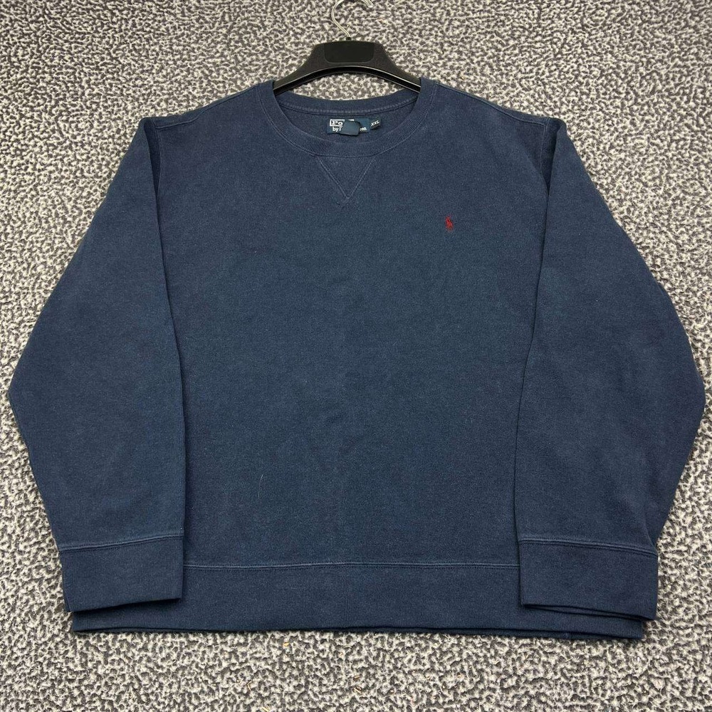 Vintage Polo Ralph Lauren Sweatshirt Men XXL Navy Blue Crewneck Cotton Pullover